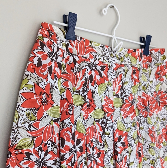 Tres You Floral Print 100% Cotton Pleated Skirt - Picture 4 of 8